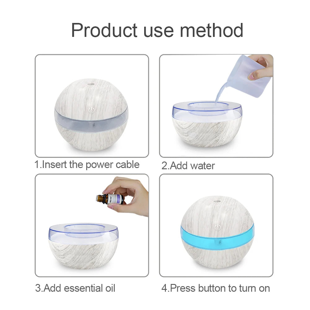 300ml Ultrasonic Humidifier cool mist maker with Timer and Auto Shut-Off essential oil Diffuser Ideal for Home Office