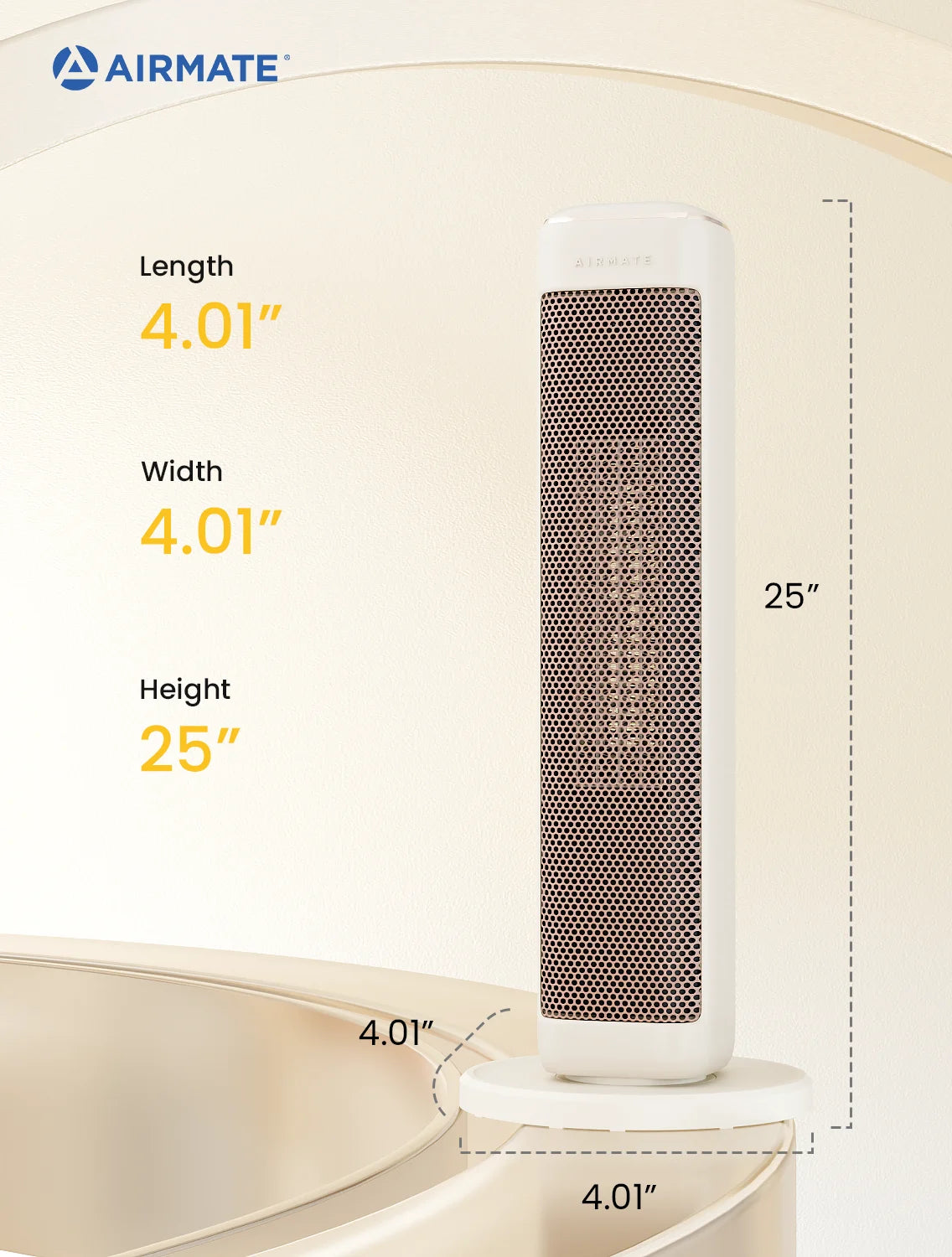 25" Space Heater for Indoor Use Large Room, Ceramic Tower Electric Heater with Thermostat, Oscillating Room Heater with Timer