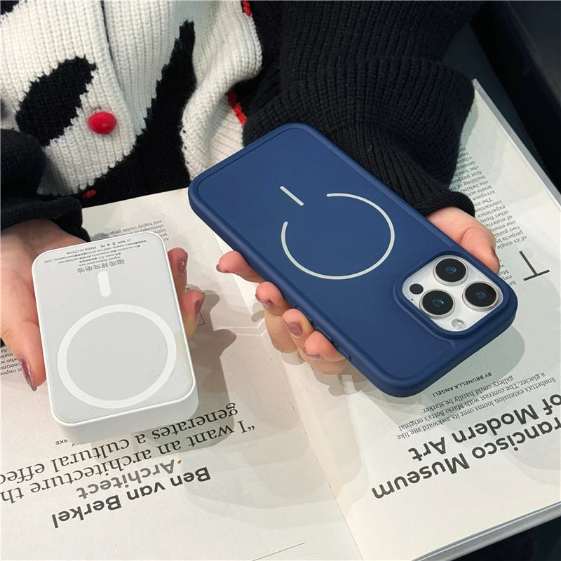 Simple Soft TPU Mag Phone Safe Case for iPhone 11 12 13 14 15 16 Pro Max Wireless Charging Magnetic Skin Touch Protective Cover