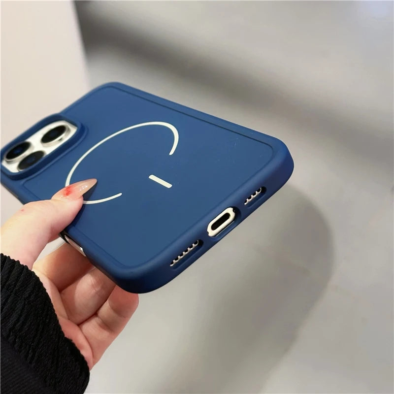 Simple Soft TPU Mag Phone Safe Case for iPhone 11 12 13 14 15 16 Pro Max Wireless Charging Magnetic Skin Touch Protective Cover