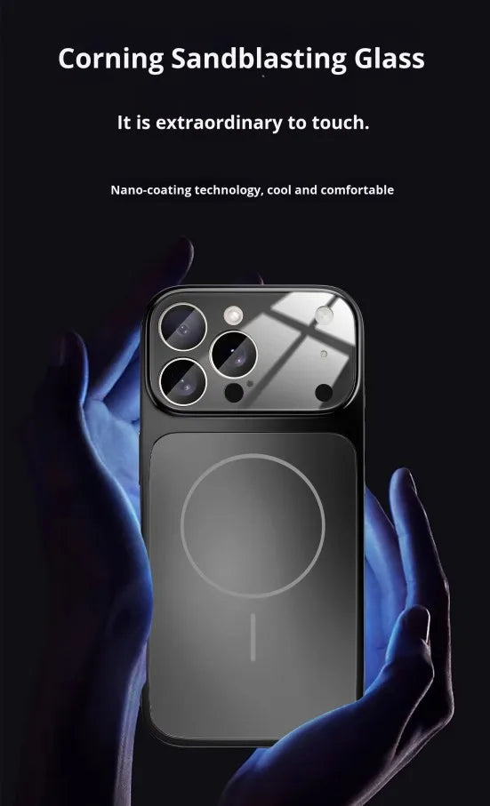 New Magnetic AG Glass Frosted Premium PC Phone Case for 17 Pro Max 17 Air 16 15 14 13 Pro Max-Minimalist Design