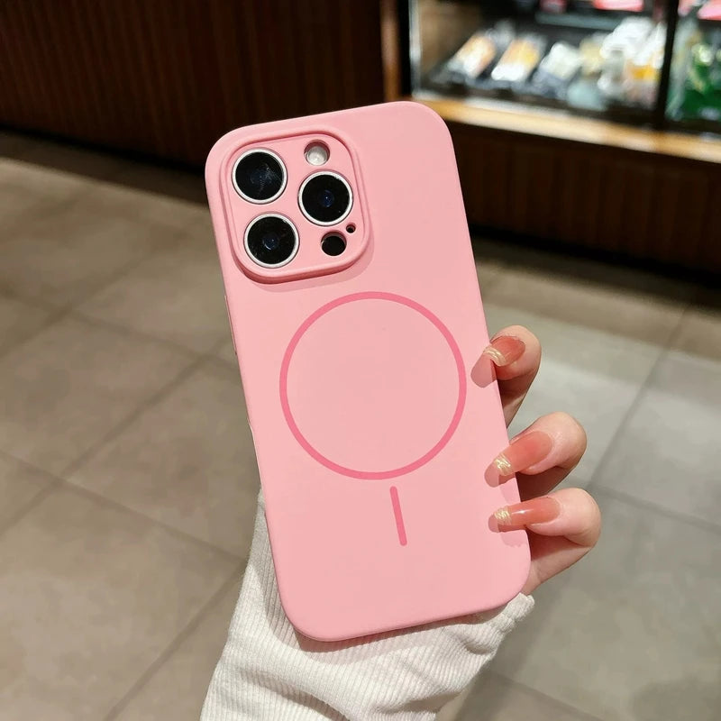 Luxury Magsafe Wireless Charging Liquid Silicone Phone Case For iPhone 11 12 13 14 15 16 17 Pro Max Plus Magnetic Bumper Cover