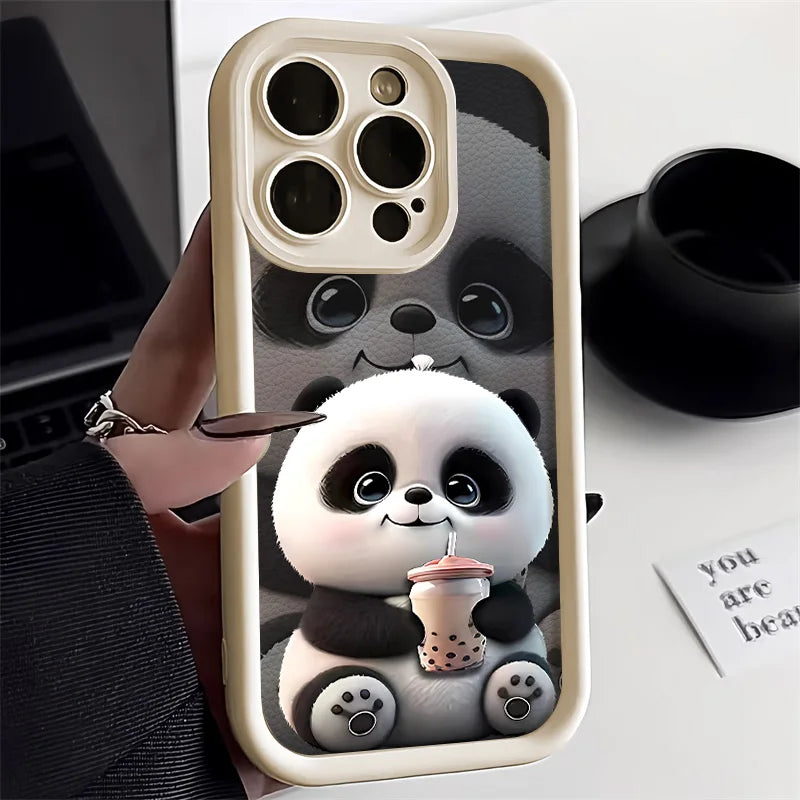Cute Panda Case For iPhone 17 Cases For IPhone 16 Pro Max 15 14 13 12 11 16e 7 8 Plus X XR XS Max iPhone 17 Pro Shockproof Cover