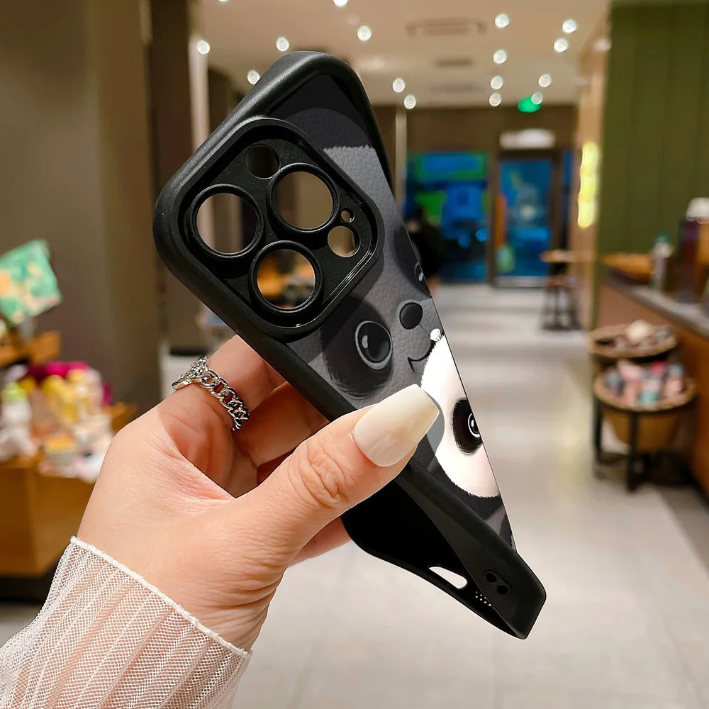 Cute Panda Case For iPhone 17 Cases For IPhone 16 Pro Max 15 14 13 12 11 16e 7 8 Plus X XR XS Max iPhone 17 Pro Shockproof Cover