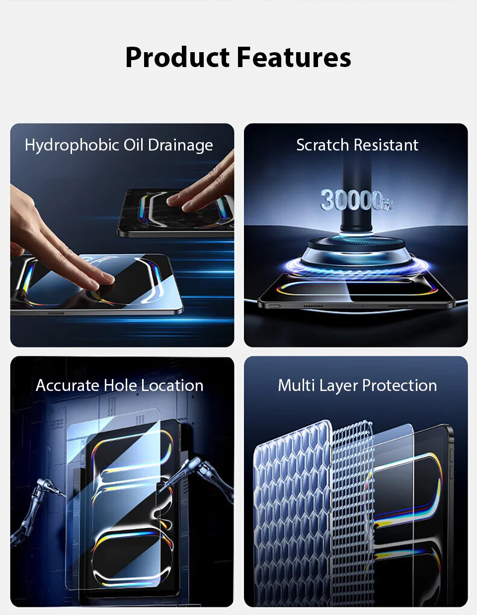 Tempered Glass For Ipad Pro 13 12.9 2024 Air 11 5 4 3 2 1 M4 M2 Screen Protector For 10 9 9th 10th Generacion Mini 7 6 10.2 Film