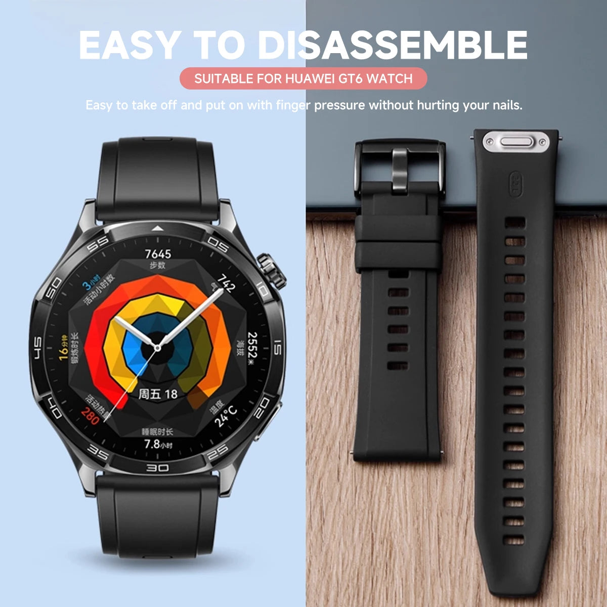 22mm Strap Suitable for Huawei Watch GT6/GT6pro Soft Durable Silicone Replacement Wristband for GT5 GT4 46mm for Amazfit Bip6