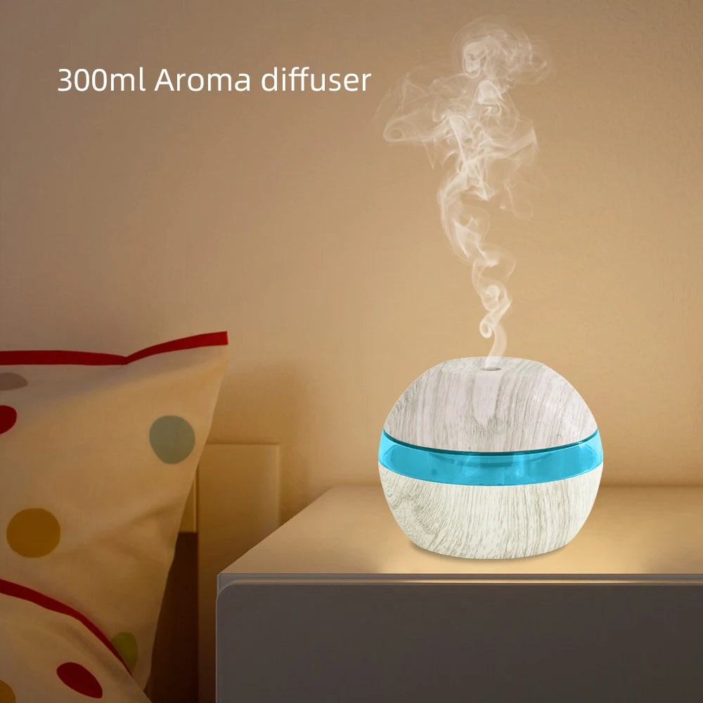 300ml Ultrasonic Humidifier cool mist maker with Timer and Auto Shut-Off essential oil Diffuser Ideal for Home Office