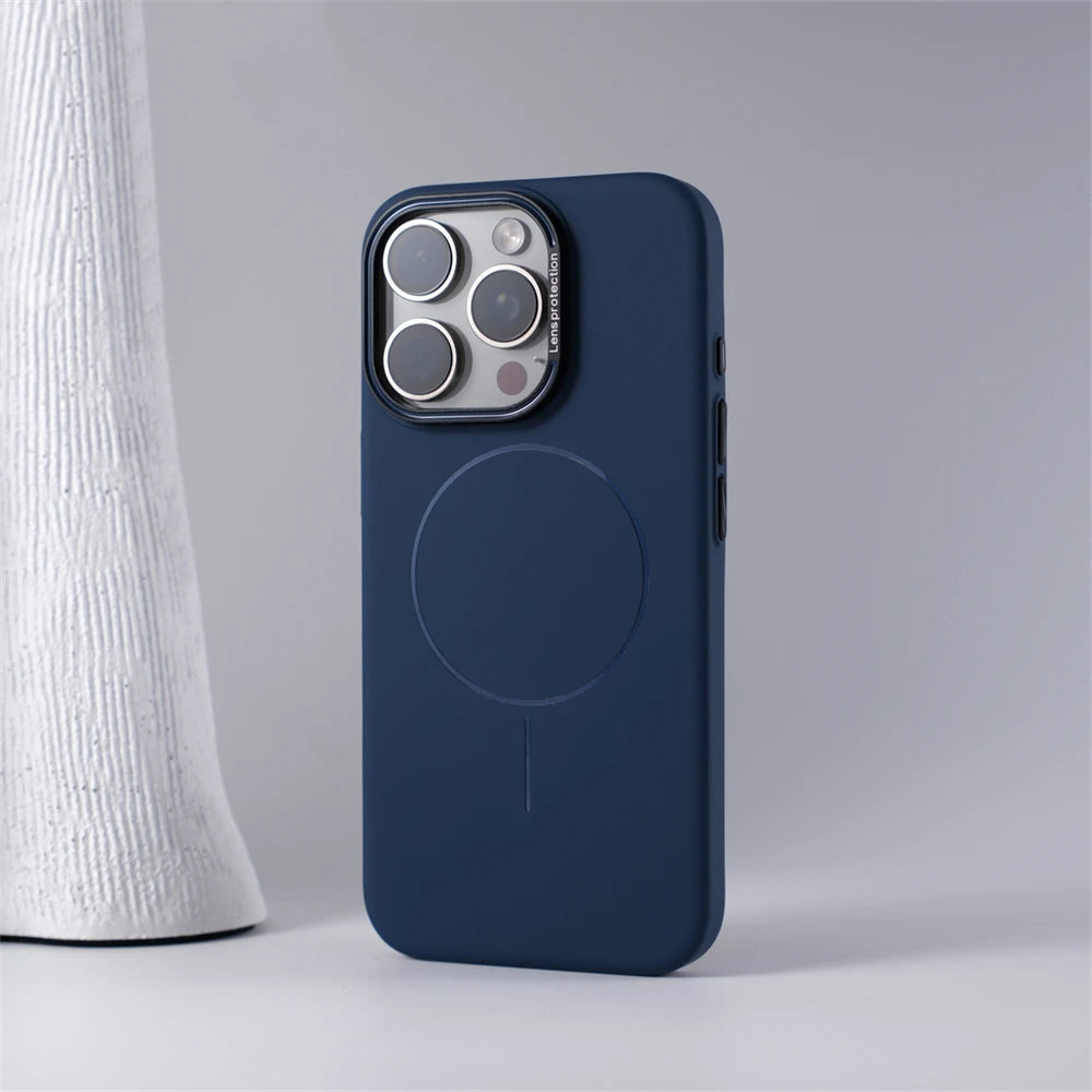 Luxury Simple Solid Color Matte Hard PC Magnetic Case for iPhone 16 Pro Max 15 14 13 12 For MagSafe Wireless Charging Slim Cover