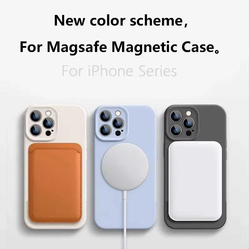Original Liquid Soft Silicone For Magsafe Wireless Charge Magnetic Case For iPhone 16 Plus 15 14 13 12 Pro Max 11 Cover