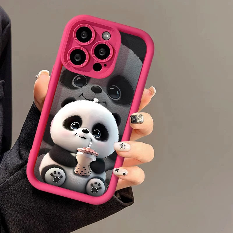 Cute Panda Case For iPhone 17 Cases For IPhone 16 Pro Max 15 14 13 12 11 16e 7 8 Plus X XR XS Max iPhone 17 Pro Shockproof Cover