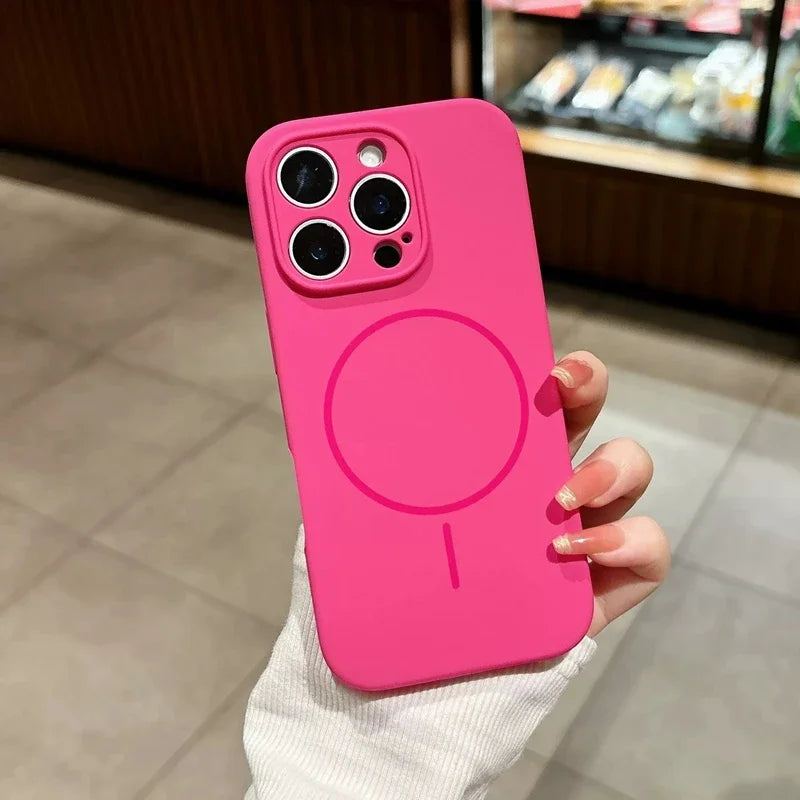 Luxury Magsafe Wireless Charging Liquid Silicone Phone Case For iPhone 11 12 13 14 15 16 17 Pro Max Plus Magnetic Bumper Cover