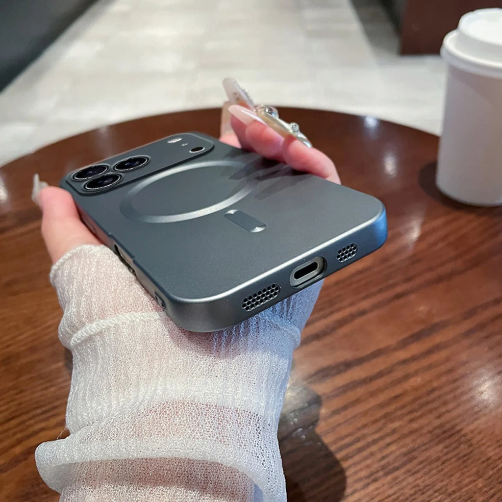 Metallic Paint Magnetic Magsafe Soft Case For iPhone 17 Air 16 E 15 14 Plus 13 12 11 Pro Max Wireless Charge Lens Protect Cover