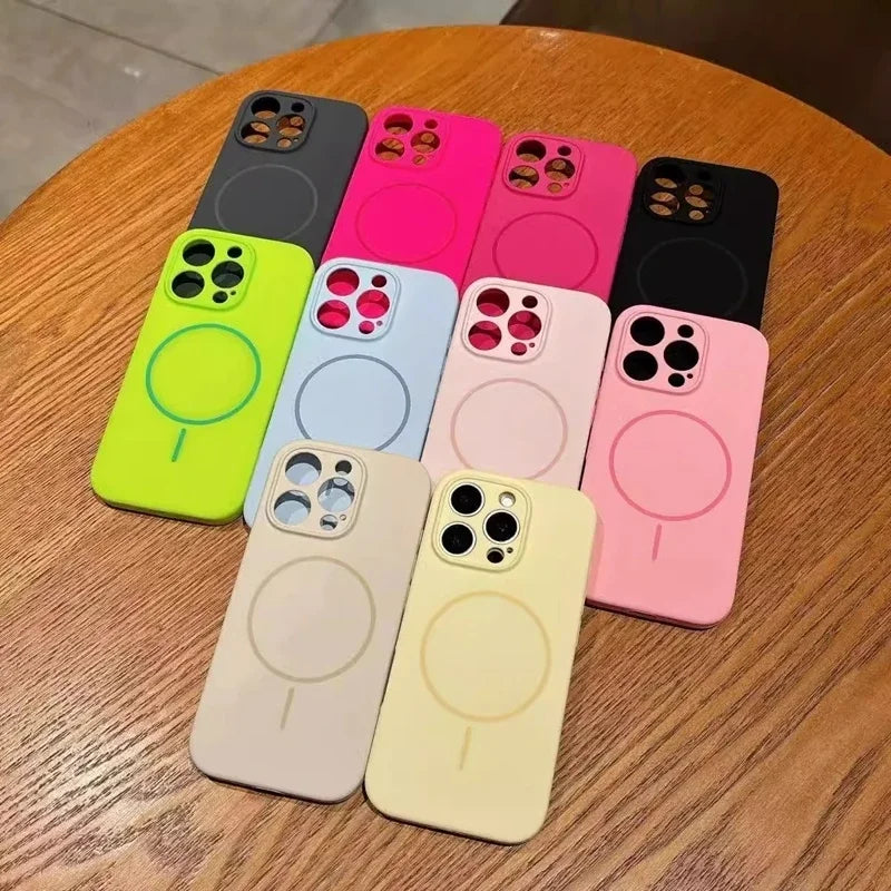 Luxury Magsafe Wireless Charging Liquid Silicone Phone Case For iPhone 11 12 13 14 15 16 17 Pro Max Plus Magnetic Bumper Cover