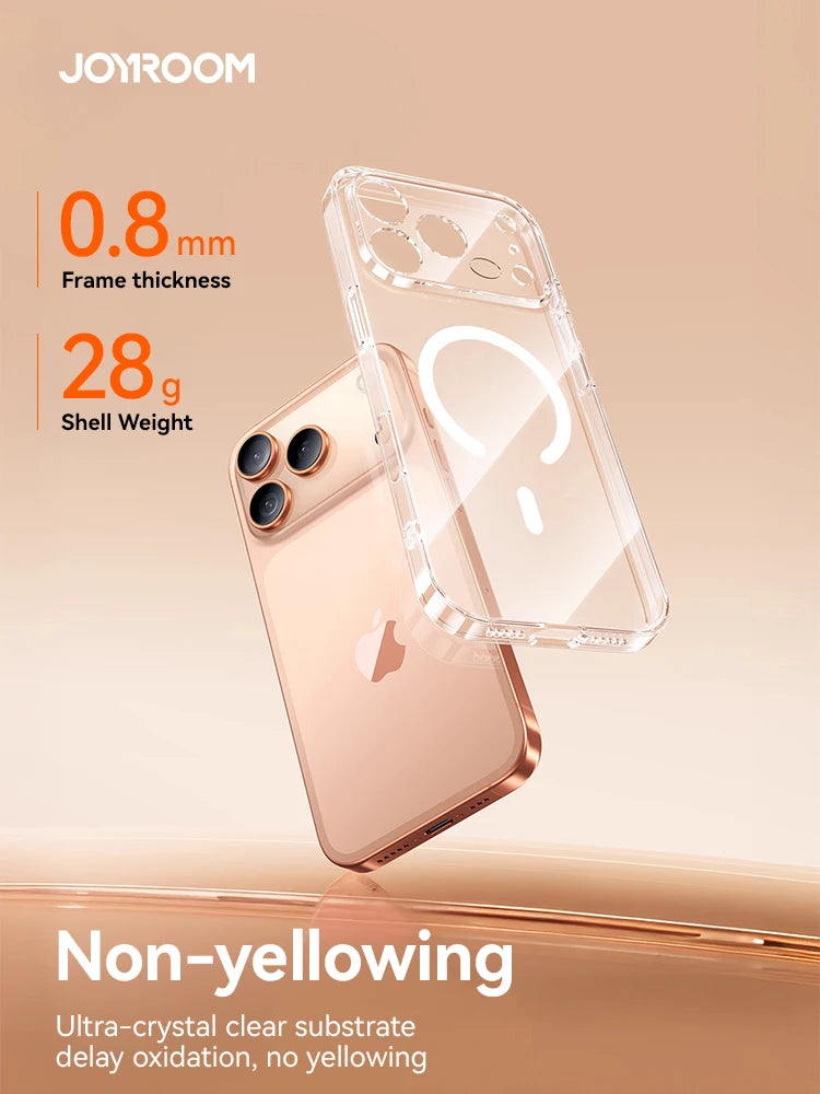 Joyroom Magnetic Case For iPhone 17 Pro Max Case Anti Yellow Transparent Cover For iPhone 17 Pro Max Wireless Charger Thin Cover