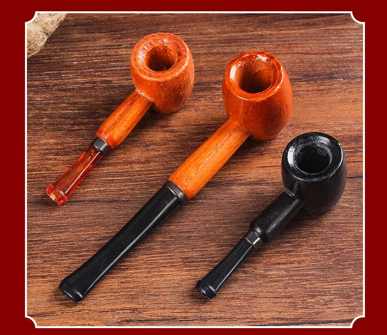 Wood Tobacco Somking Pipe Portable Straight Bent Small Somking Tobacco Pipe Men's Wooden Pipe Smoker Gift