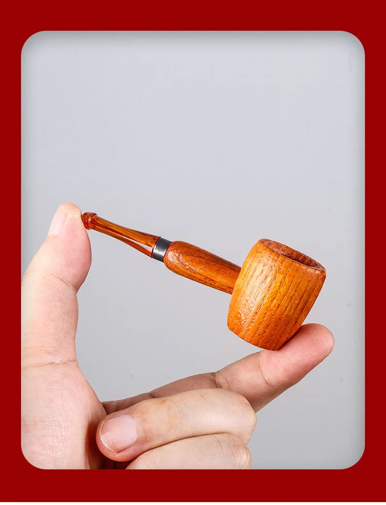 Wood Tobacco Somking Pipe Portable Straight Bent Small Somking Tobacco Pipe Men's Wooden Pipe Smoker Gift