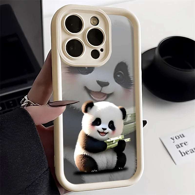 Cute Panda Case For iPhone 17 Cases For IPhone 16 Pro Max 15 14 13 12 11 16e 7 8 Plus X XR XS Max iPhone 17 Pro Shockproof Cover