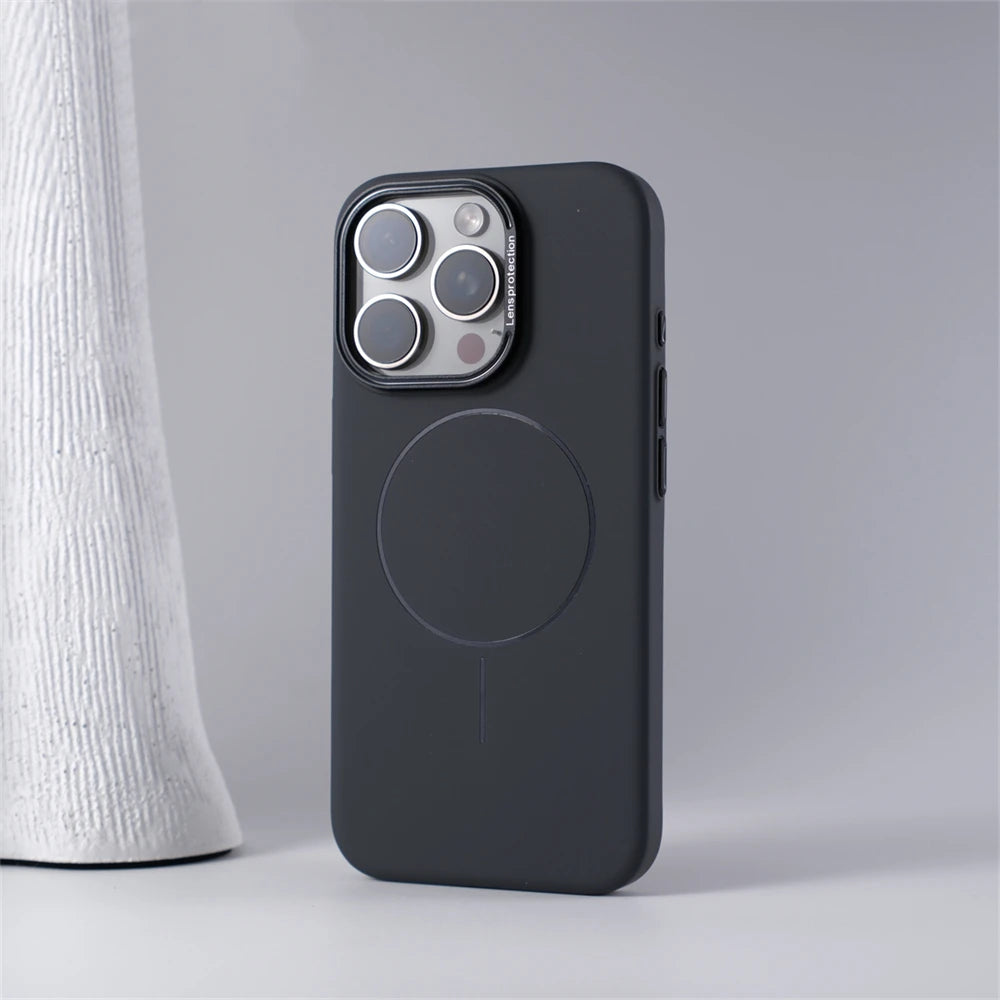 Luxury Simple Solid Color Matte Hard PC Magnetic Case for iPhone 16 Pro Max 15 14 13 12 For MagSafe Wireless Charging Slim Cover