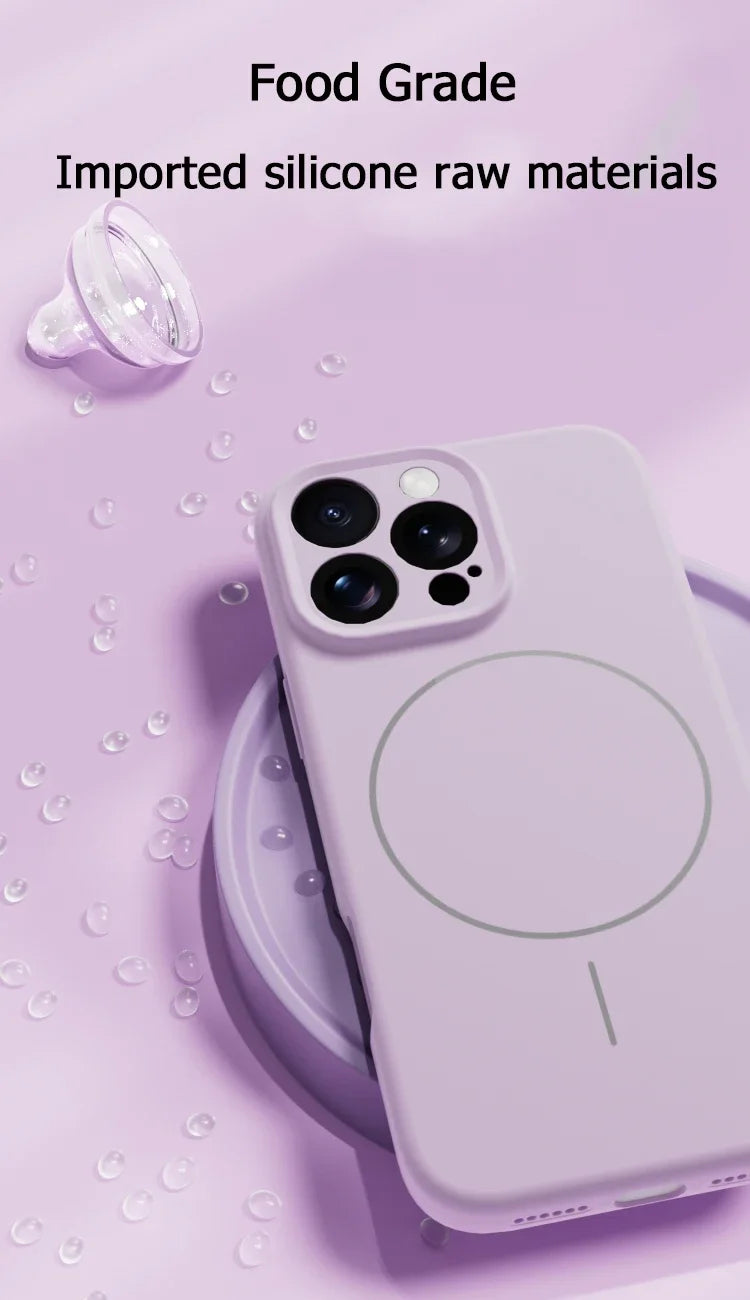 Original Liquid Soft Silicone For Magsafe Wireless Charge Magnetic Case For iPhone 16 Plus 15 14 13 12 Pro Max 11 Cover