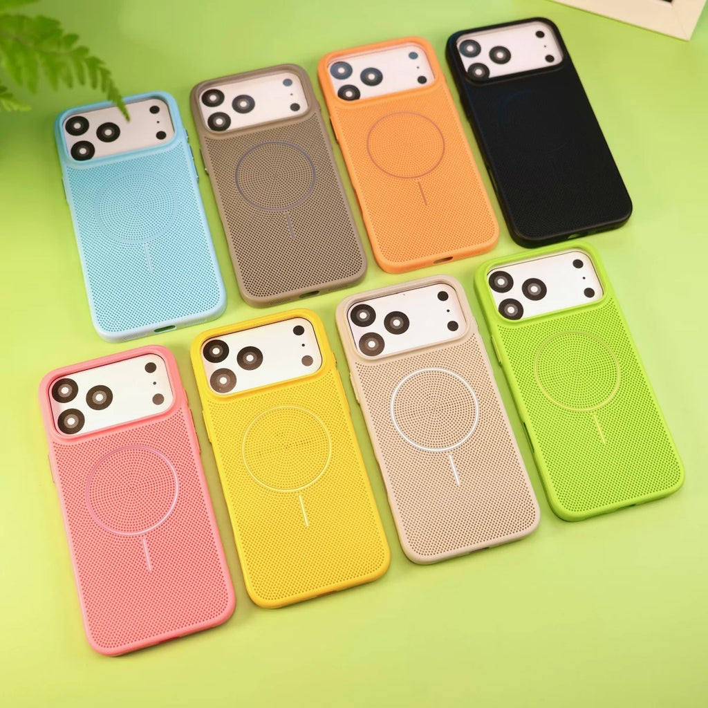 New Heat Dissipation Mesh For Magsafe Magnetic Phone Case For iPhone 17 Air 16 15 14 Plus 13 12 11 Pro Max Wireless Charge Cover