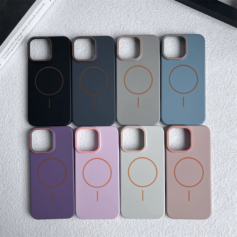 Luxury Original Hard PC For Magsafe Case for iPhone 16 15 14 Pro Max 13 12 Mini 11 Pro Plus Shockproof Matte Thin Magnetic Cover