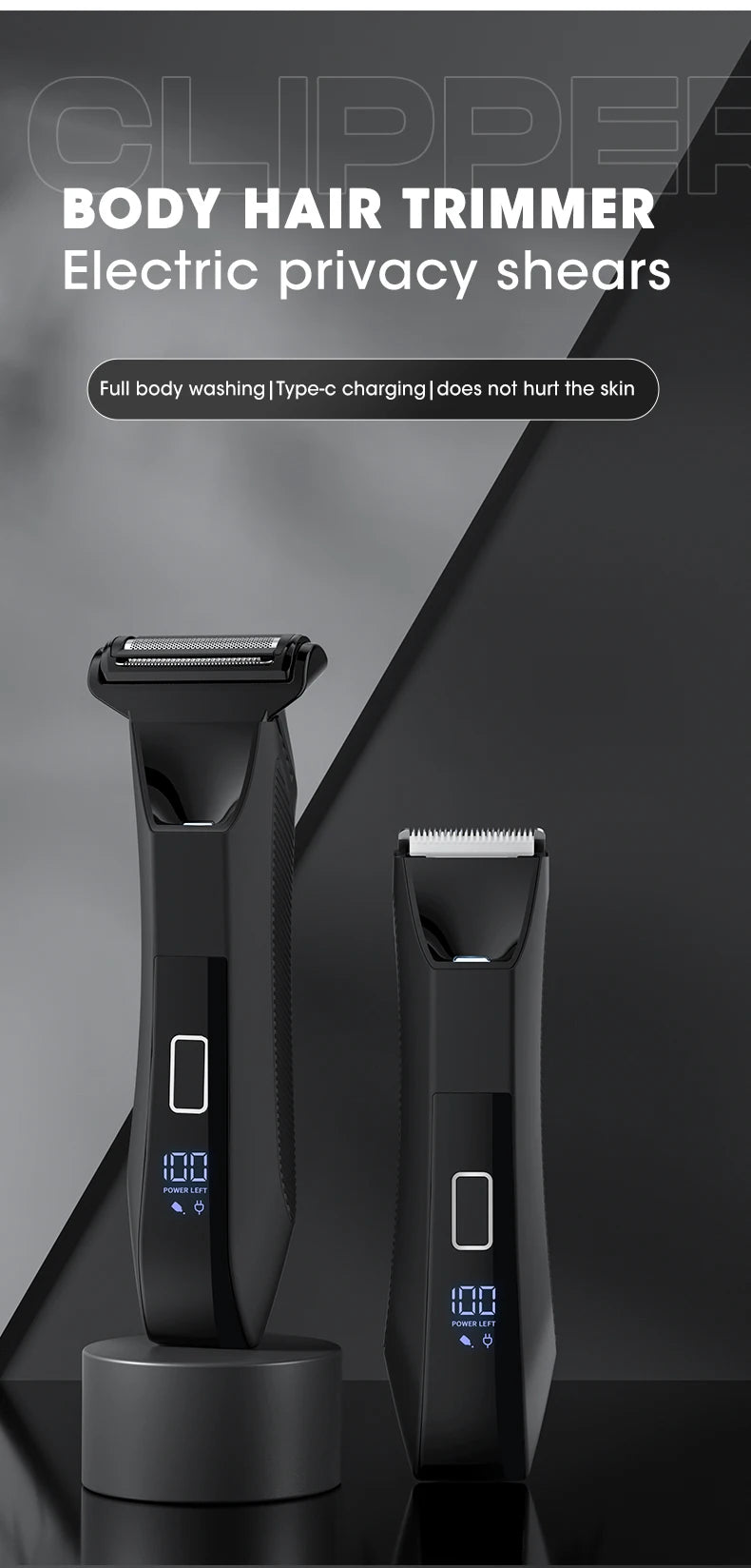 2 in 1 electric body hair trimmer Full body waterproof haircut shaving razor for men and women private pubic hair leg hair sciss