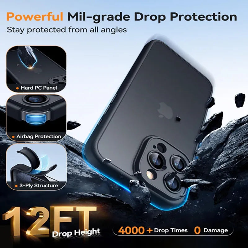 Matte Phone Case For iPhone 15 14 13 12 11 16 Pro Max Mini Luxury Soft Silicone Shockproof Case For iPhone 16 15 Plus XR XS MAX