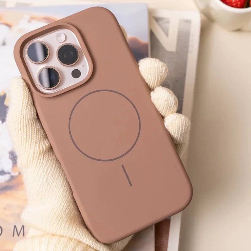 Original Silicone Matte Magnetic Case For iPhone 16 15 Plus 14 13 12 11 Pro Max For Magsafe Wireless Charging Soft Armor Cover