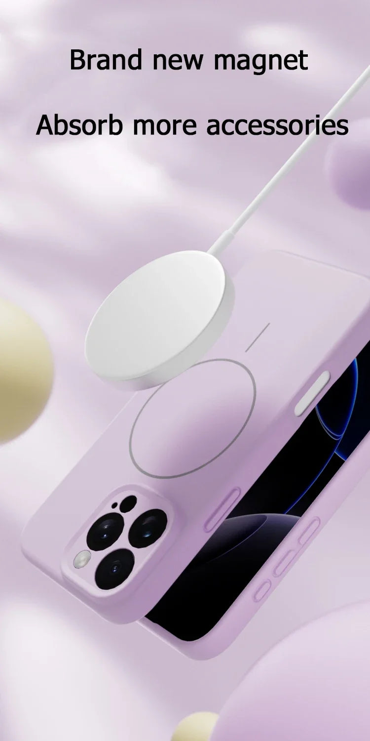 Original Liquid Soft Silicone For Magsafe Wireless Charge Magnetic Case For iPhone 16 Plus 15 14 13 12 Pro Max 11 Cover