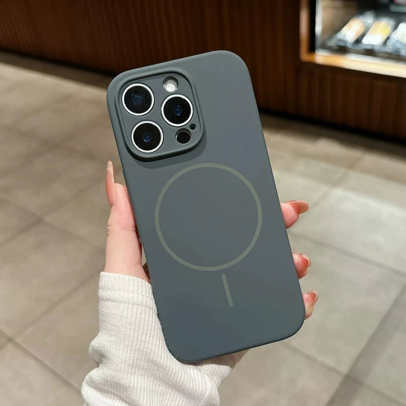 Luxury Magsafe Wireless Charging Liquid Silicone Phone Case For iPhone 11 12 13 14 15 16 17 Pro Max Plus Magnetic Bumper Cover