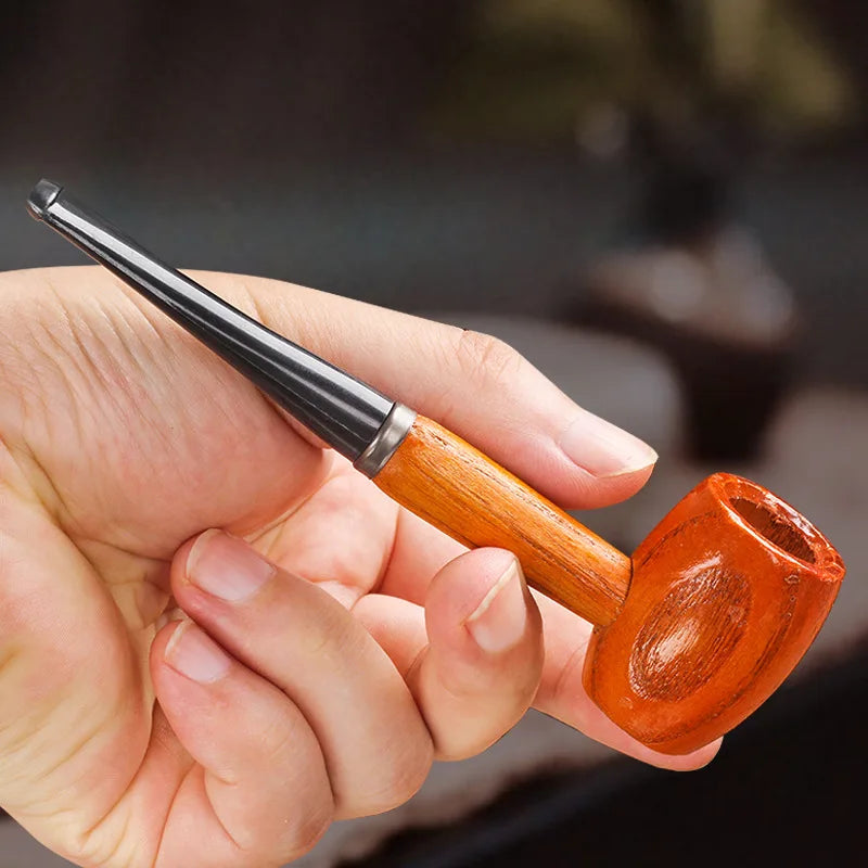 Wood Tobacco Somking Pipe Portable Straight Bent Small Somking Tobacco Pipe Men's Wooden Pipe Smoker Gift