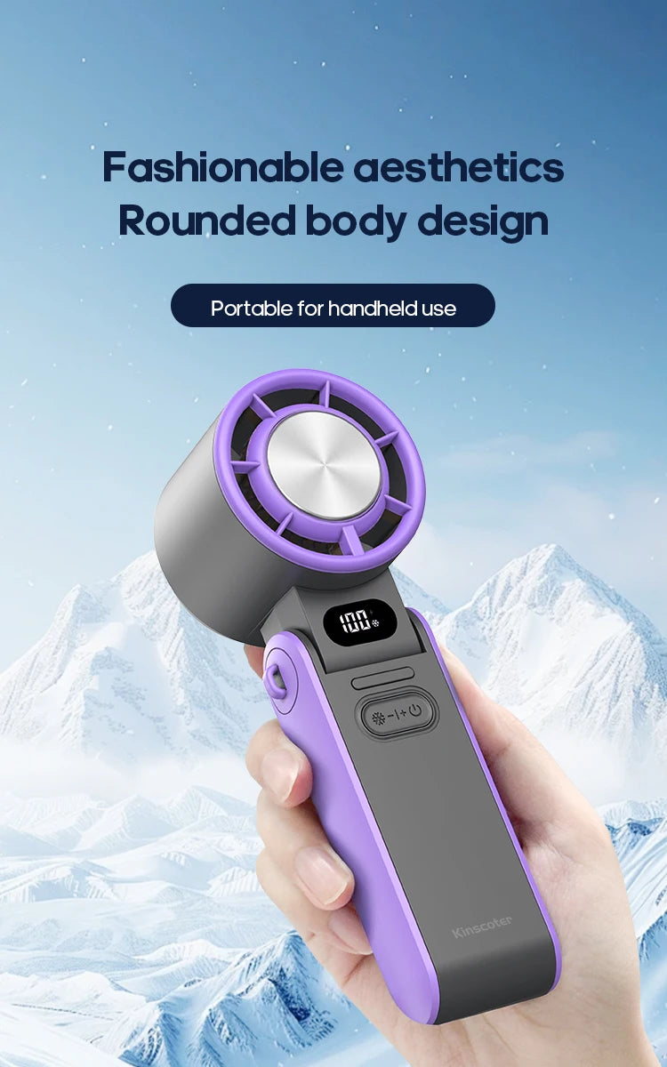 Portable High Speed Cooling Handheld Fan 3600mAh Rechargeable 100 Wind Speeds Adjustable Mini Foldable Air Cooling Turbo Fan