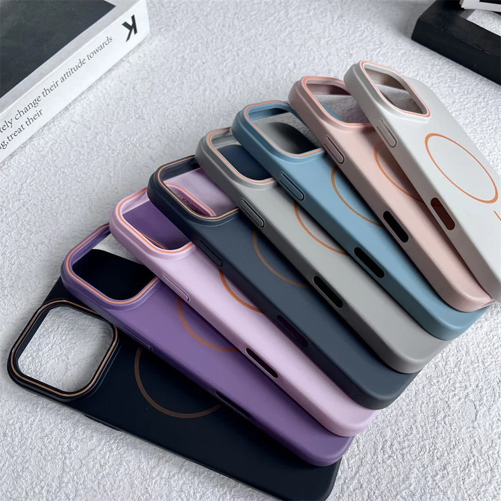 Luxury Original Hard PC For Magsafe Case for iPhone 16 15 14 Pro Max 13 12 Mini 11 Pro Plus Shockproof Matte Thin Magnetic Cover