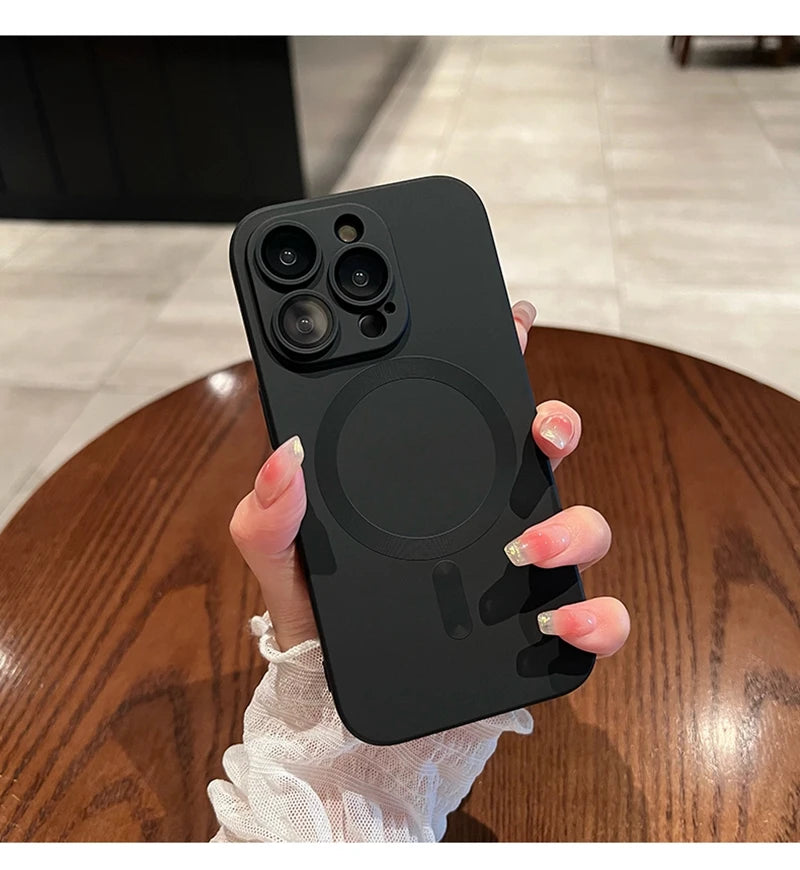 Luxury Black Magsafe Wireless Charge Case For iPhone 17 16 15 14 13 12 11 Pro Max  Soft Magnetic Cover