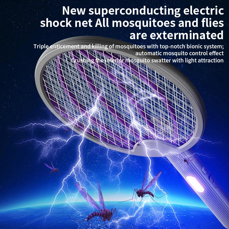 Foldable Electric Mosquito Swatter 3-in-1 Electric Mosquito Killer Rechargeable Wall-Mounted Mosquito Swatter Anti-mosquito Lamp