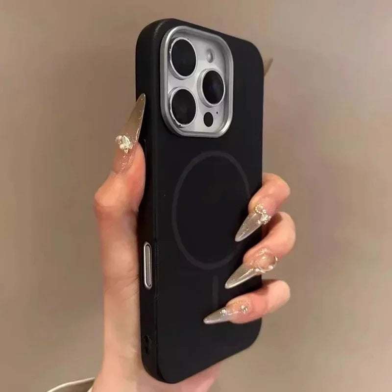 Luxury MagSafe wireless charging leather texture phone case for iPhone 16 12 13 14 15 16 Pro Max Plus magnetic shell protector