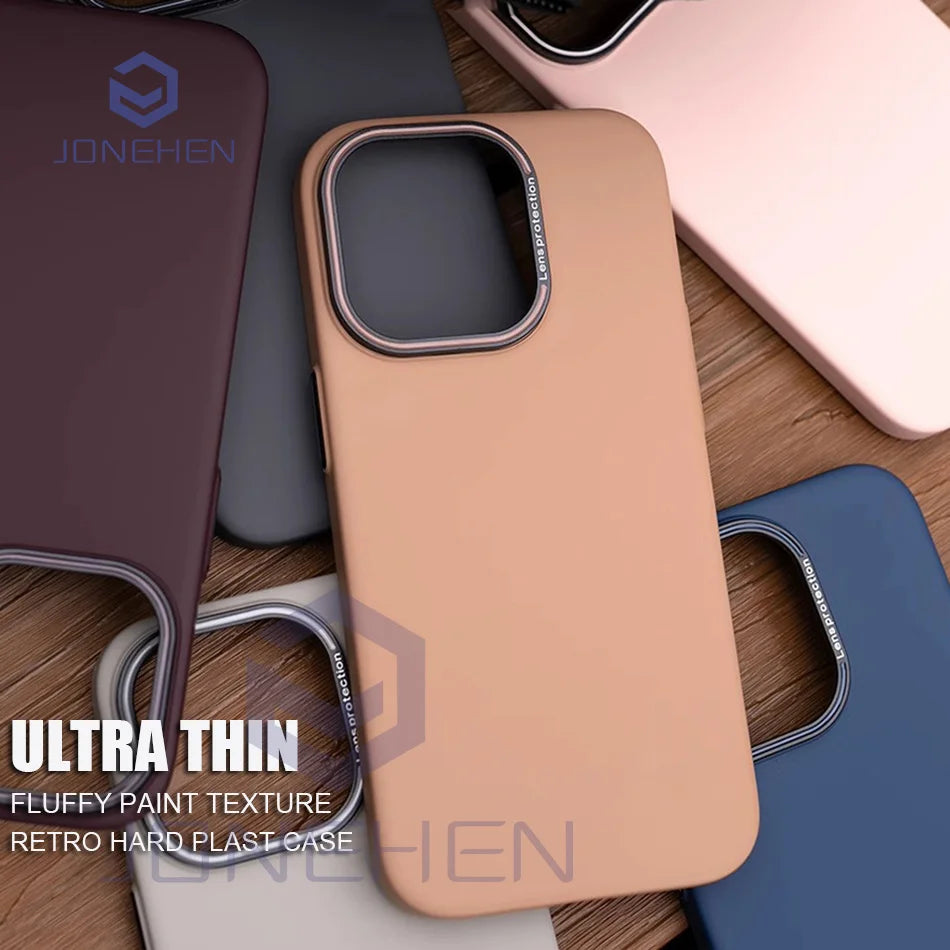 Retro Ultra Thin Matte Hard Case For iPhone Air 15 14 Plus 13 12 16 17 Pro Max Shockproof Slim Silky Skin Solid Color PC Cover