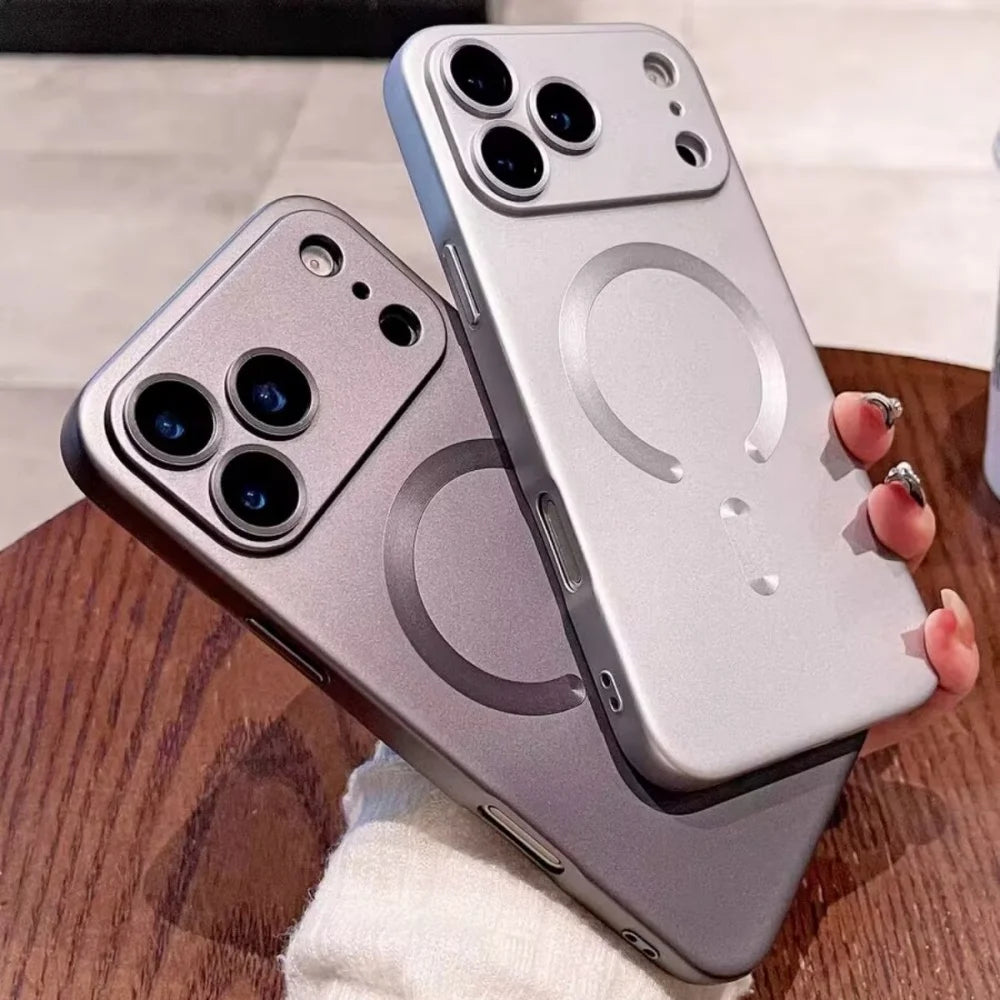 Metallic Paint Magnetic Magsafe Soft Case For iPhone 17 Air 16 E 15 14 Plus 13 12 11 Pro Max Wireless Charge Lens Protect Cover