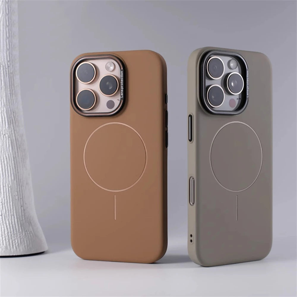 Luxury Simple Solid Color Matte Hard PC Magnetic Case for iPhone 16 Pro Max 15 14 13 12 For MagSafe Wireless Charging Slim Cover