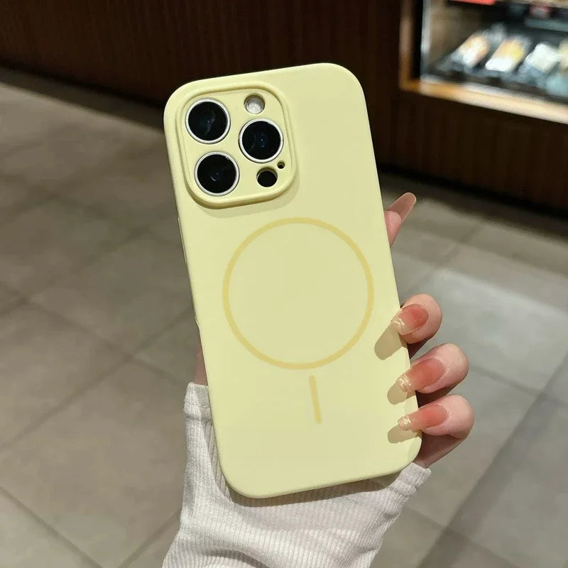 Luxury Magsafe Wireless Charging Liquid Silicone Phone Case For iPhone 11 12 13 14 15 16 17 Pro Max Plus Magnetic Bumper Cover