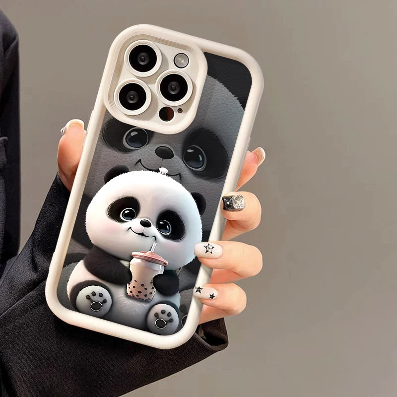 Cute Panda Case For iPhone 17 Cases For IPhone 16 Pro Max 15 14 13 12 11 16e 7 8 Plus X XR XS Max iPhone 17 Pro Shockproof Cover