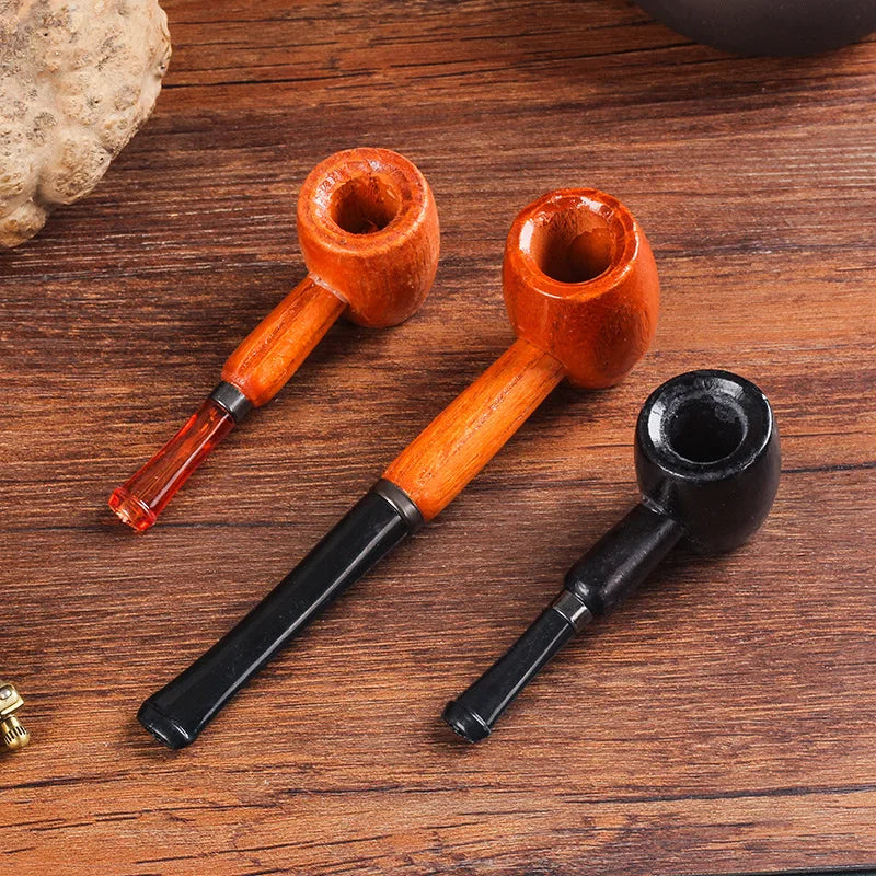 Wood Tobacco Somking Pipe Portable Straight Bent Small Somking Tobacco Pipe Men's Wooden Pipe Smoker Gift
