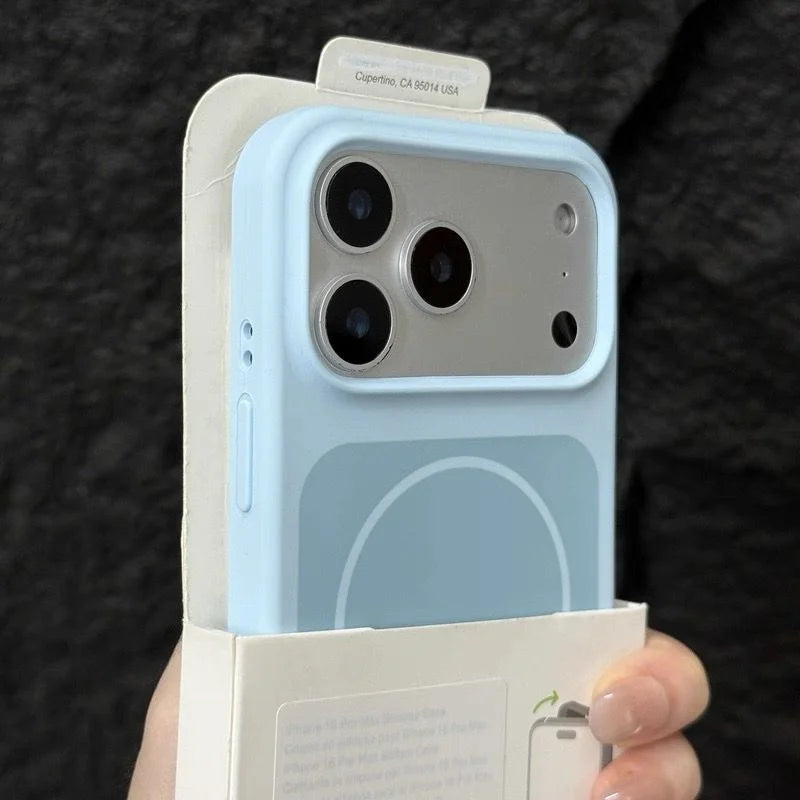 Luxury Matte Hit Color Liquid Silicone Soft Phone Case for iPhone 17 16 15 14 Pro Max For MagSafe Charging Magnetic Skin Cover