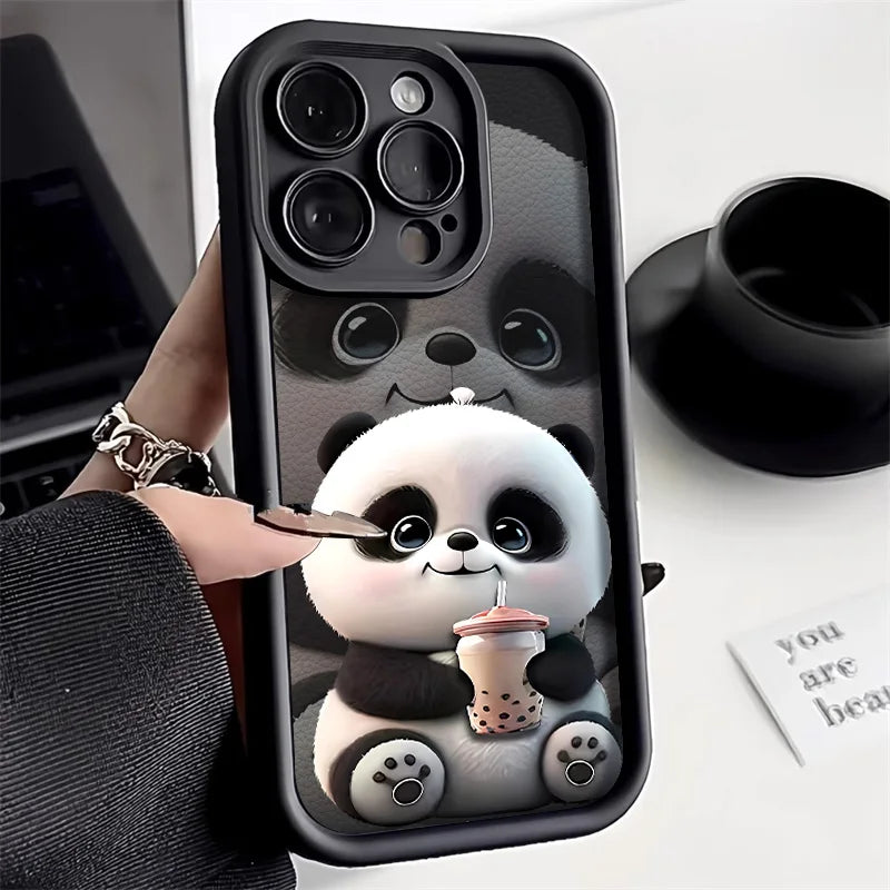 Cute Panda Case For iPhone 17 Cases For IPhone 16 Pro Max 15 14 13 12 11 16e 7 8 Plus X XR XS Max iPhone 17 Pro Shockproof Cover