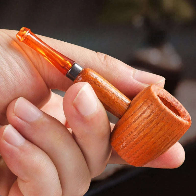 Wood Tobacco Somking Pipe Portable Straight Bent Small Somking Tobacco Pipe Men's Wooden Pipe Smoker Gift