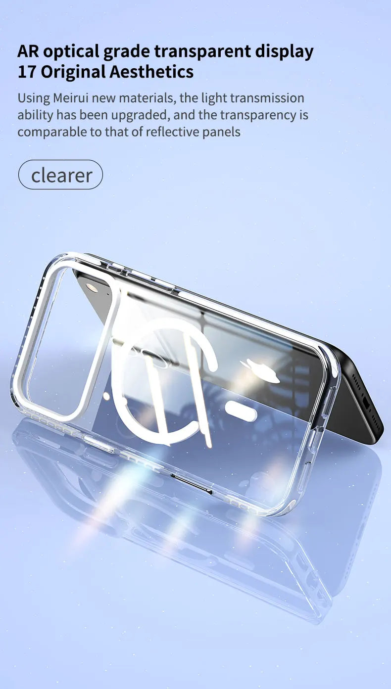 Luxury PE Striped Border Cover For Magsafe Magnetic Wireless Charge Clear Phone Case For iPhone 17 Air 16 15 14 13 12 17 Pro Max