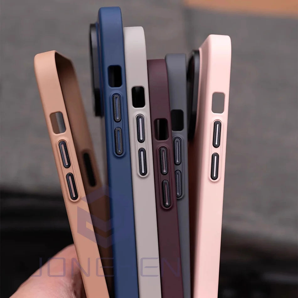 Retro Ultra Thin Matte Hard Case For iPhone Air 15 14 Plus 13 12 16 17 Pro Max Shockproof Slim Silky Skin Solid Color PC Cover