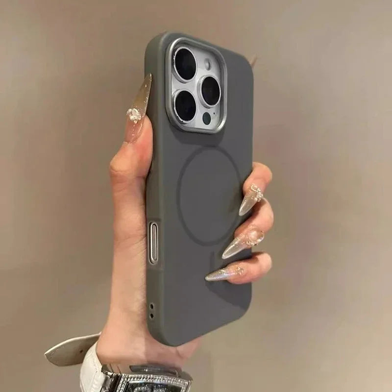 Luxury MagSafe wireless charging leather texture phone case for iPhone 16 12 13 14 15 16 Pro Max Plus magnetic shell protector