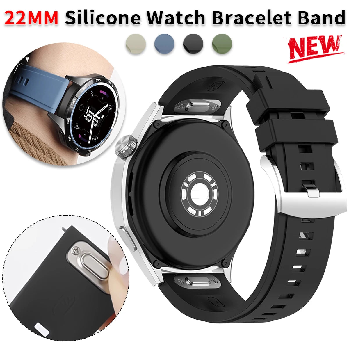 22mm Strap Suitable for Huawei Watch GT6/GT6pro Soft Durable Silicone Replacement Wristband for GT5 GT4 46mm for Amazfit Bip6