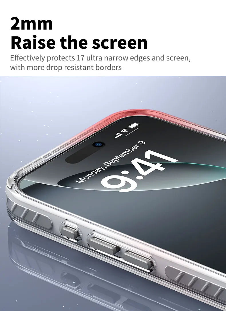 Luxury PE Striped Border Cover For Magsafe Magnetic Wireless Charge Clear Phone Case For iPhone 17 Air 16 15 14 13 12 17 Pro Max